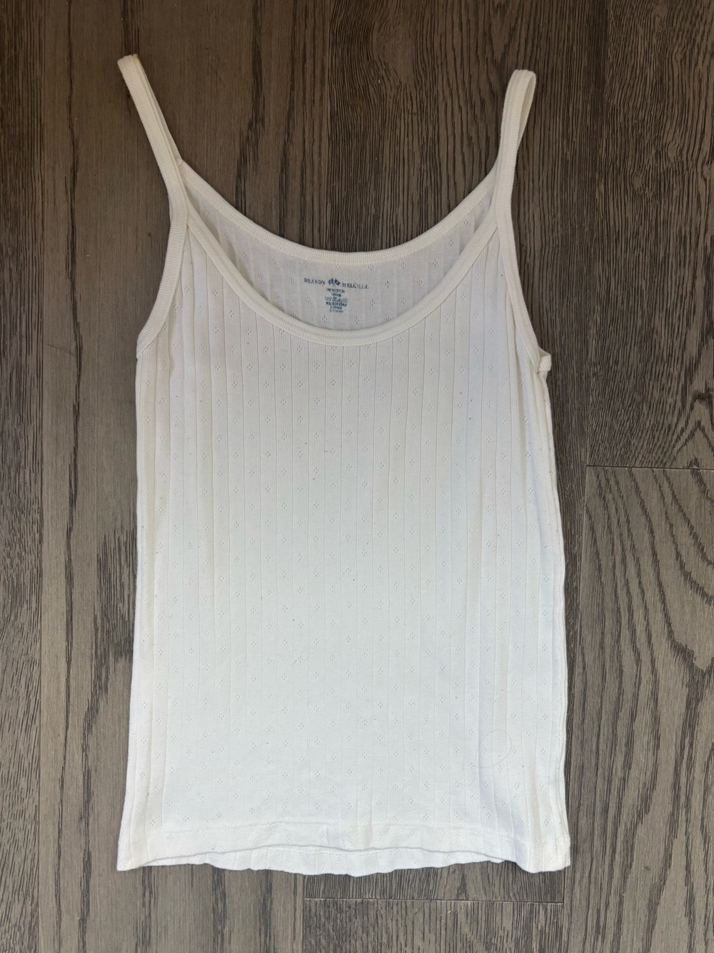 Brandy Melville White Ribbed Pointelle Eyelet Cami Tank Top One Size